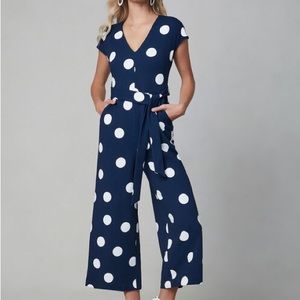 Karl Lagerfeld Navy Polka Dot Jumpsuit